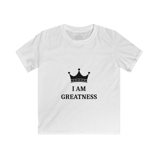 Kids "I Am Greatness" Crown Tee — Motivational Children's T-Shirt