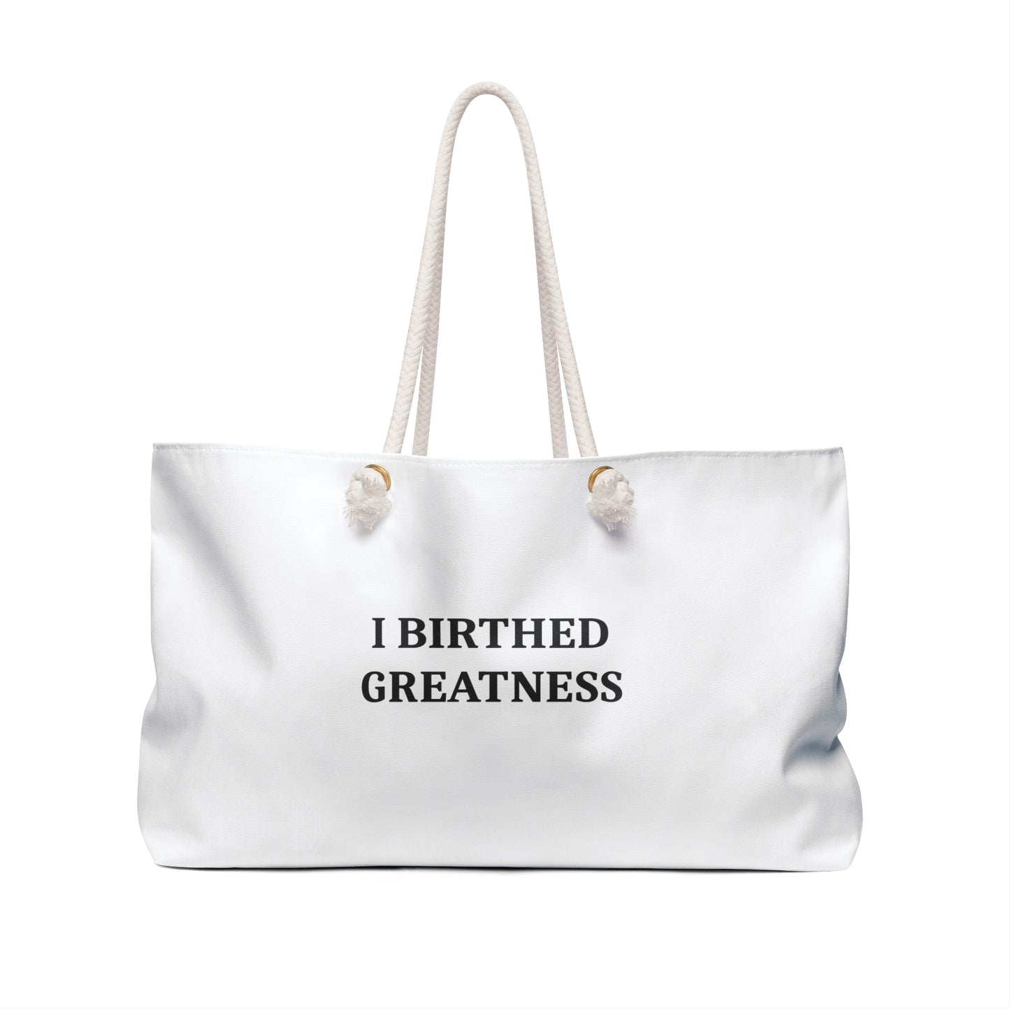 “I Birthed Greatness” Weekender Bag — Maternity/New Mom Travel Tote with Crown Design