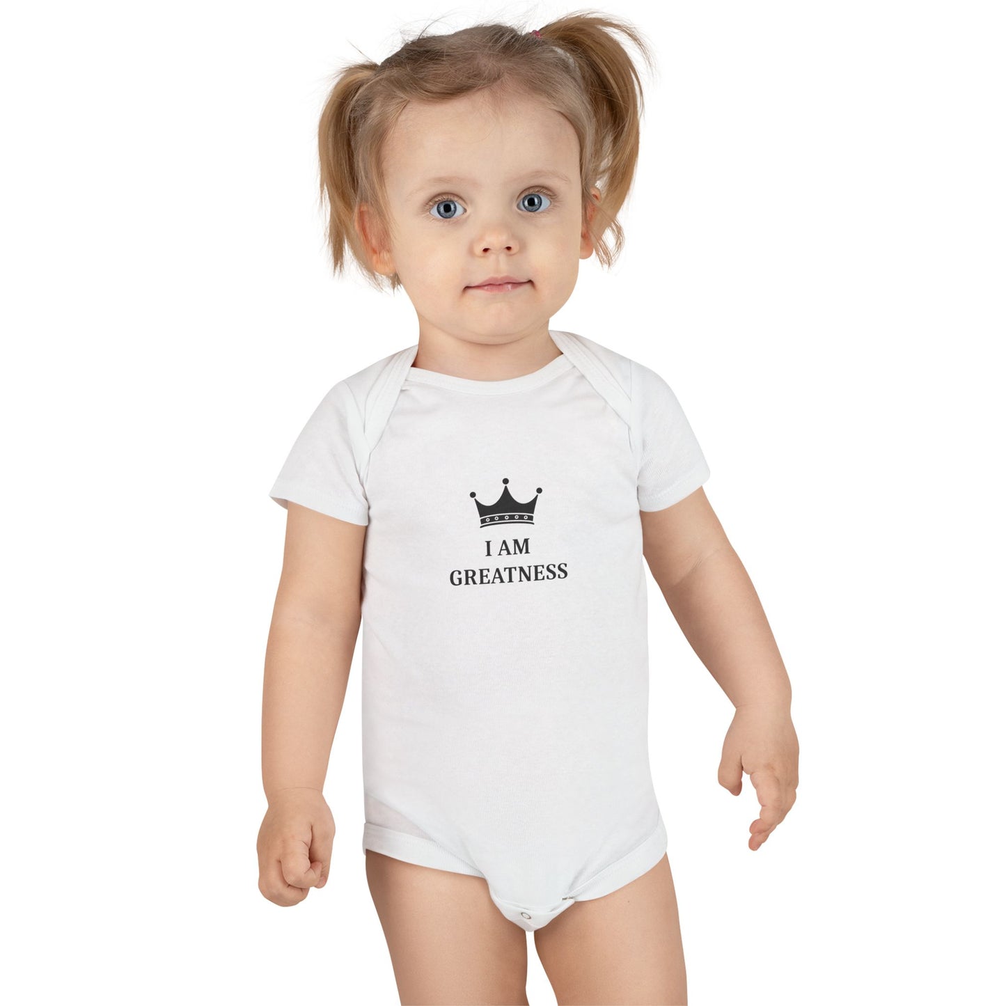 I Am Greatness Baby Onesie — Crown Graphic Infant Bodysuit