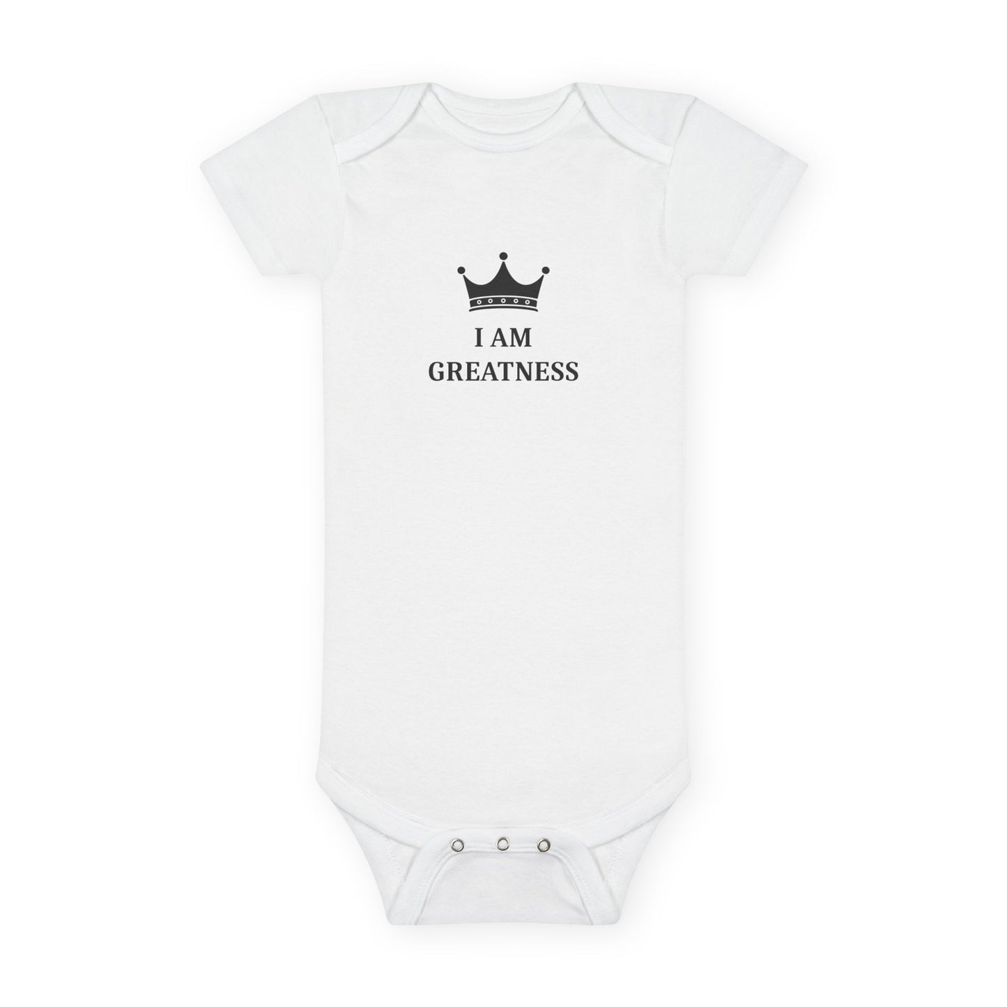 I Am Greatness Baby Onesie — Crown Graphic Infant Bodysuit