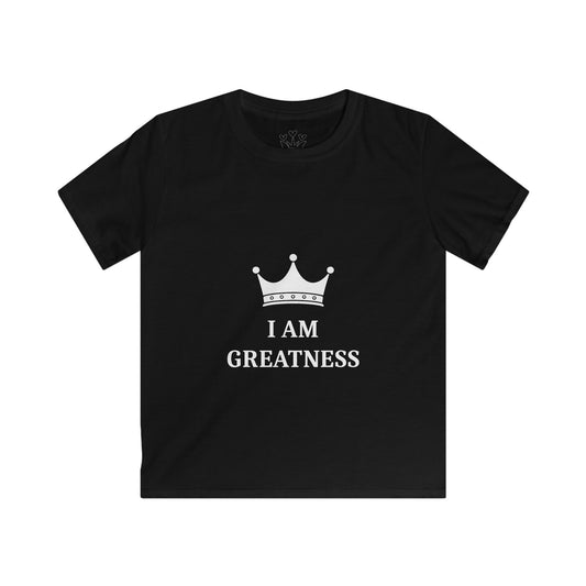 Kids "I Am Greatness" Crown Tee — Motivational Children's T-Shirt